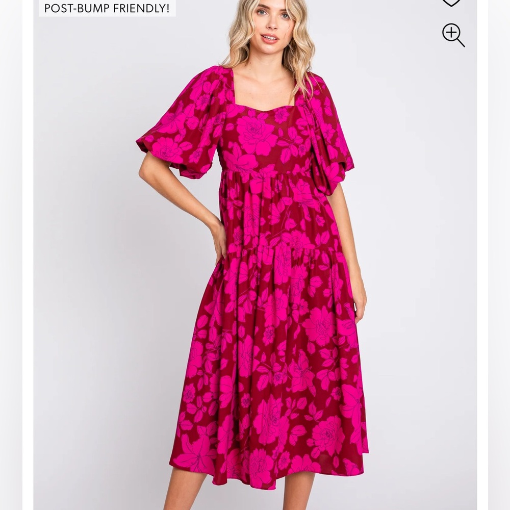 Pink blush magenta floral dresss